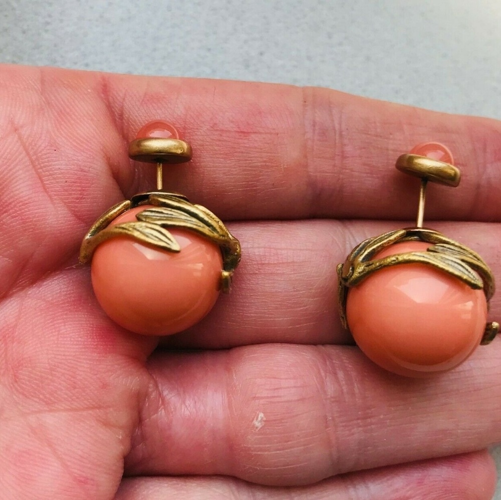 Vintage Christian Dior Coral Tribal Earrings